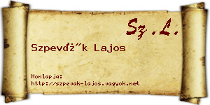 Szpevák Lajos névjegykártya
